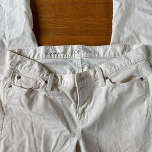 LOFT Cream Corduroy Trousers